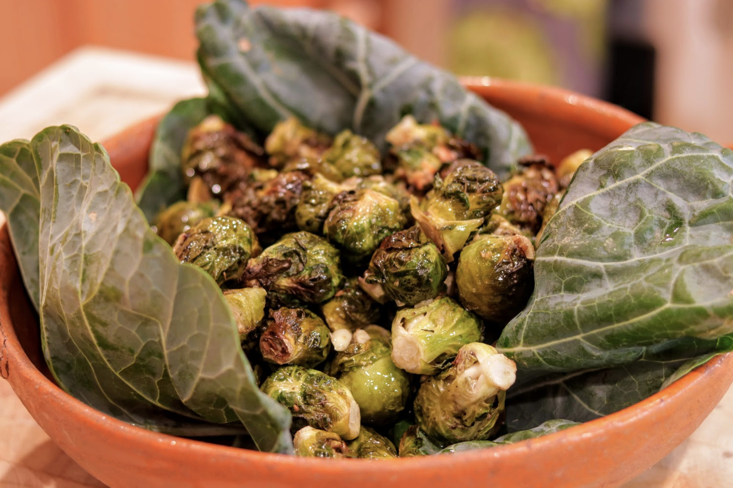 The finished dish of simple yet delicious, Brussels sprouts. Credit: Olivia Sanford / The Foothill Dragon Press