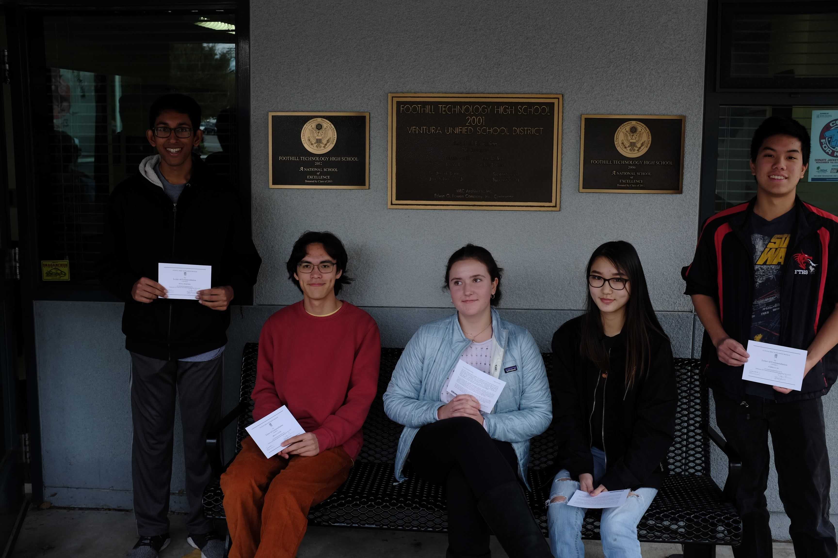 The commendees smile with their certificates. Credit: Ethan Crouch / The Foothill Dragon Press