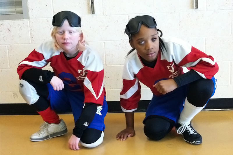 Junior Carolina Canosa and sophomore Brittany Richardson competed in the National High School Championships for Goalball earlier this month. Credit: Alexa Steudle, used with permission.