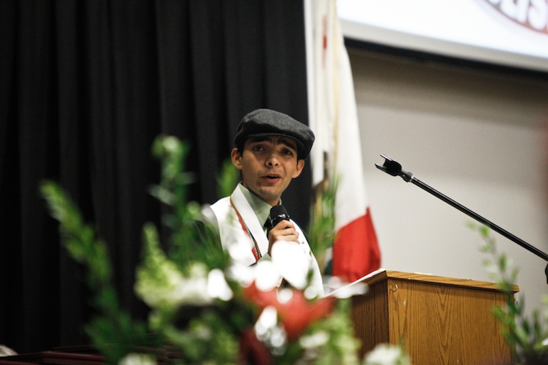 Kevin Kunes gives his speech "A Much Larger World" at the graduation ceremony Wednesday. Credit: Bethany Fankhauser/The Foothill Dragon Press.