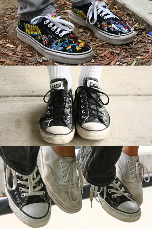 Theres tough competition among high school students for the battle between Converse and Vans. Credit: (top) Ellie Morrison & (middle & bottom) Maddy Schmitt