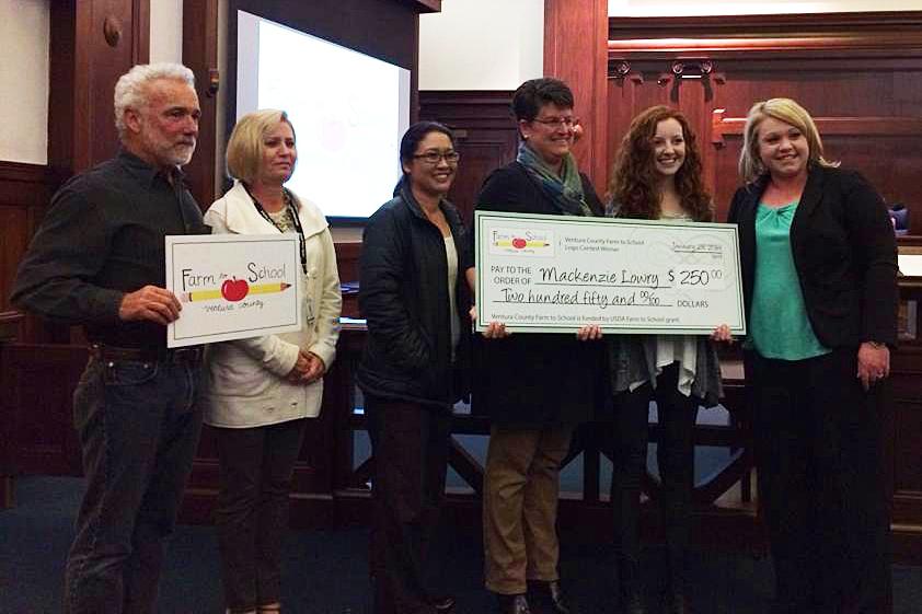 Senior Mackenzie Lowry (pictured here as the second to right) won a contest for a logo that she created for Ventura Farm to School. Credit: Bill Lowry. Used with permission.