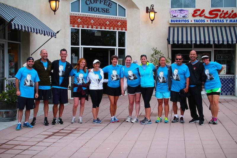 Foothill teachers, in matching blue "Do It For Prewitt" shirts, all ran legs of the marathon. Credit: Aysen Tan/The Foothill Dragon Press