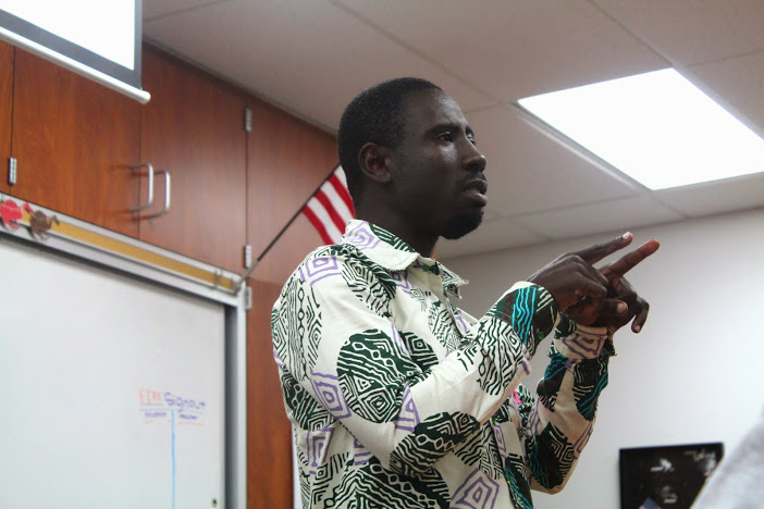 James Kofi Annan spoke to students Tuesday, sharing stories about escaping child slavery and the organization he founded. Credit: Carrie Coonan/The Foothill Dragon Press