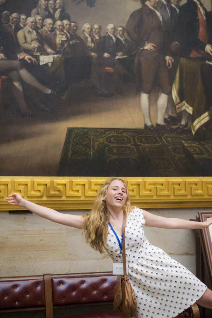 Me by one of the historic rotunda paintings in the U.S. Capitol. Courtesy of the Newseum Institute.