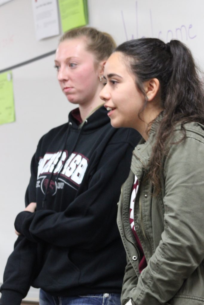 Foothill students, including senior Rachel Howery and sophomore Rebecca Camarillo gave tours to 8th graders interested in Foothill on Thursday's information night. 