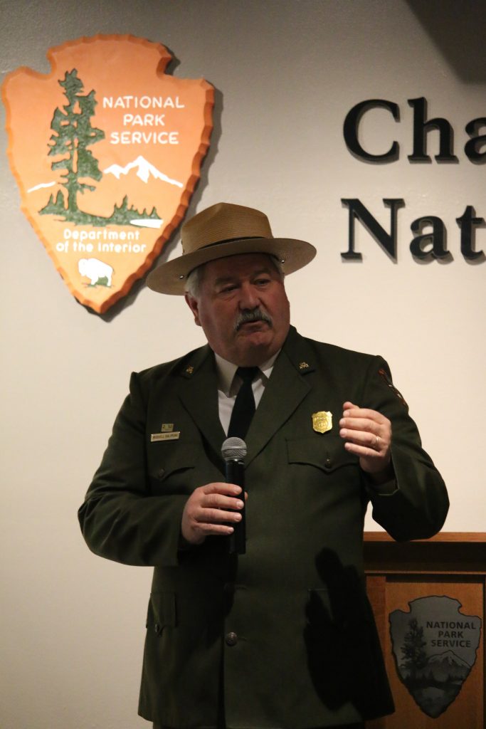 Superintendent of the Channel Islands National Park Russell Galipeau holds a Q&A with the press and guests. Credit: Grace Carey/The Foothill Dragon Press