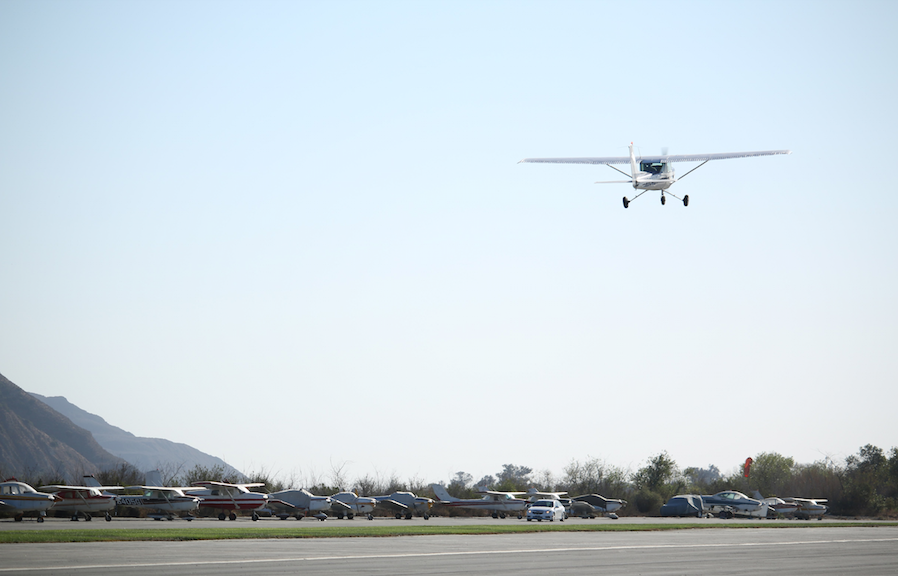 Lucas Reed on his first flight with nobody else in the airplane. Photo Credit: Grace Carey / The Foothill Dragon Press.