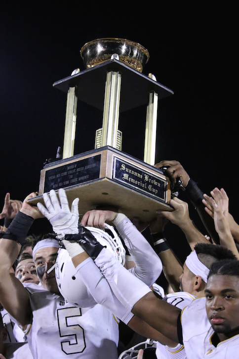 The trophy stays with the Cougars. Credit: Grace Carey / The Foothill Dragon Press.