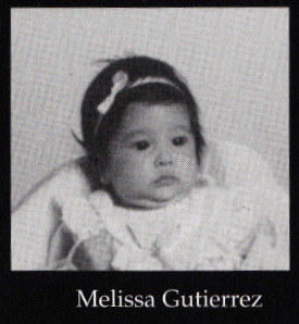 Melissa Gutierrez' baby photo in the yearbook.