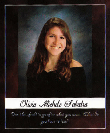 Olivia Sabreda's senior portrait in the yearbook.