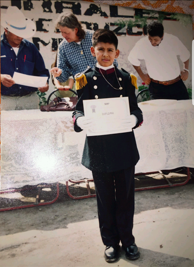 Sanchez as a cadet in his marching band in Mexico. Credit: Used with permission from Adrian Sanchez 