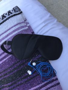 Eye masks, headphones and a blanket are crucial to a successful, uninterrupted night's sleep. Credit: Clare Knutson / The Foothill Dragon Press 