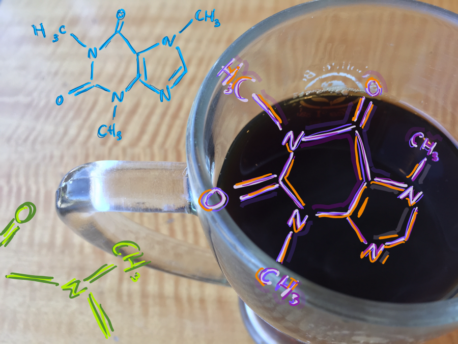 The hidden structure behind caffeine. Credit: Rachel Chang / The Foothill Dragon Press
