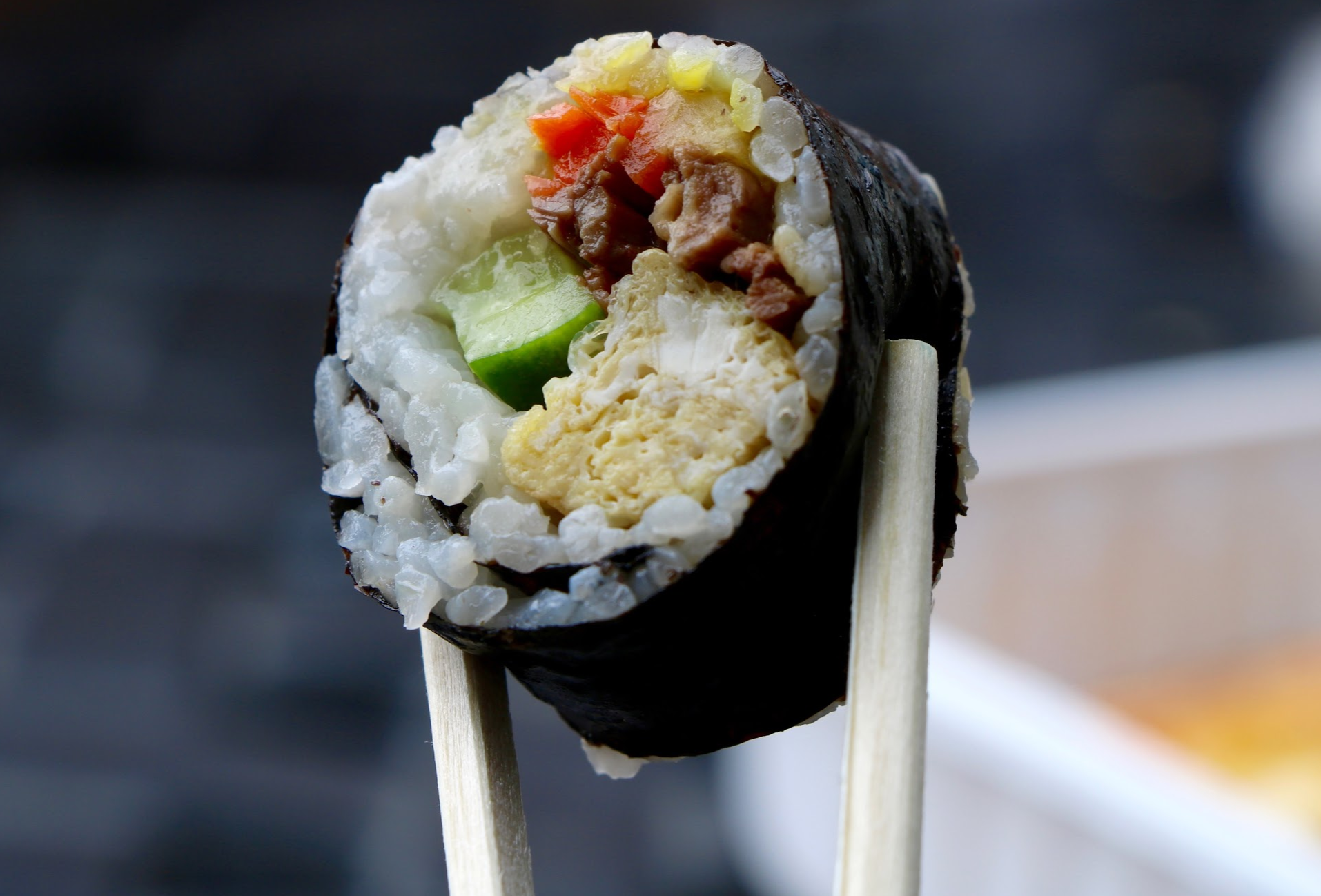 Gimbap is is roll with meat, rice and vegetables. Credit: Abigail Massar / The Foothill Dragon Press