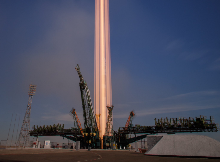Long exposure of Soyuz MS-10 launch. Credit: Bill Ingalls / NASA