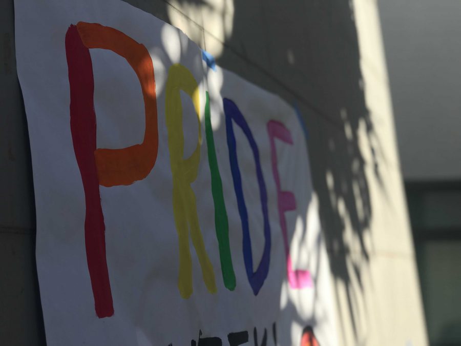 QSA Pride Week posters hang around campus in preparation for the event. Credit: Anna Lapteva / The Foothill Dragon Press