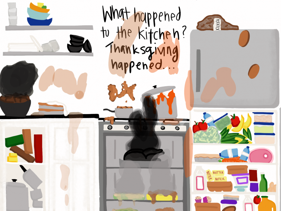 Cartoonist+Jordyn+Savard+feels+that+preparations+for+a+Thanksgiving+meal+creates+amazing+food%2C+but+often+times+leads+to+an+amazingly+messy+kitchen.