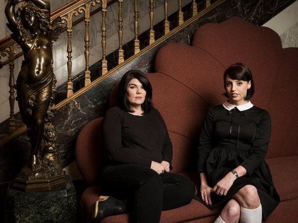 The My Favorite Murder duo: Karen Kilgariff (left) and Georgia Hardstark (right).