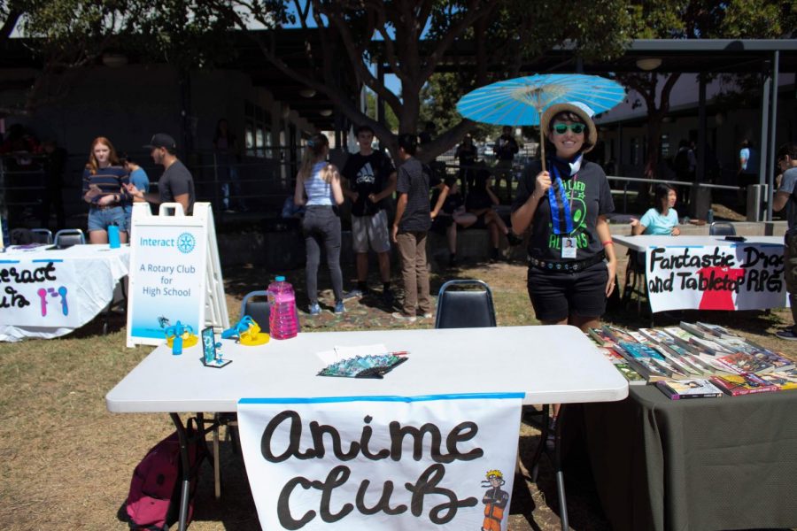 Anime club is set up with decorations and mounds of books