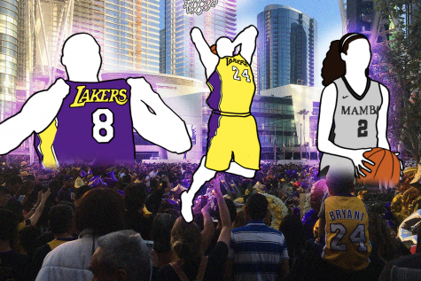 Cartoonist Lillian Li pays her respects to Kobe and Gianna Bryant with renditions of them and a photo she took at their memorial at Staples Center.