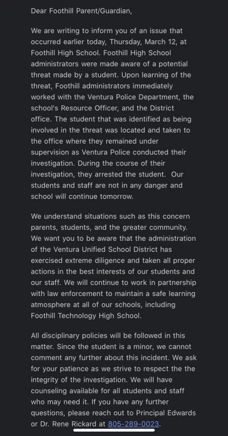 Email+sent+to+parents+and+guardians+regarding+threat+made+by+student.