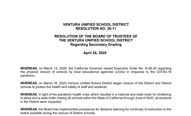 The Ventura Unified school board released their decision on April 28.