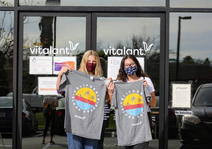 Foothill Tech students Riley Schnieder 22 and Angelina Gray Reyes 22 are rewarded for donating blood at Vitalant blood drive.