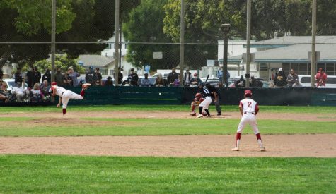 Starting pitcher Joey Bishop 21 delivers a fastball to a Buena batter.