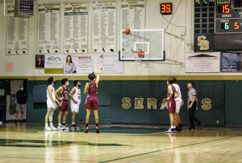 Aden Robles 22 shoots free throws after being fouled in an attempt to tie the score.