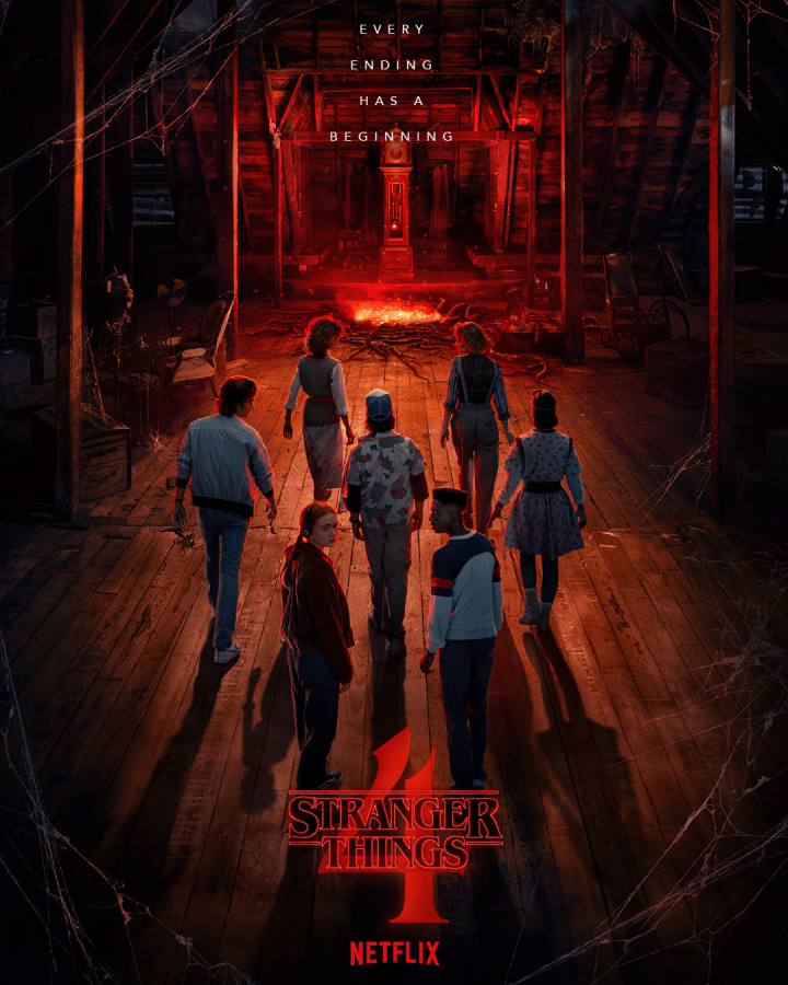 The eerie poster for Stranger Things 4, which has become Netflixs most popular English-language TV season in the weeks since its release.