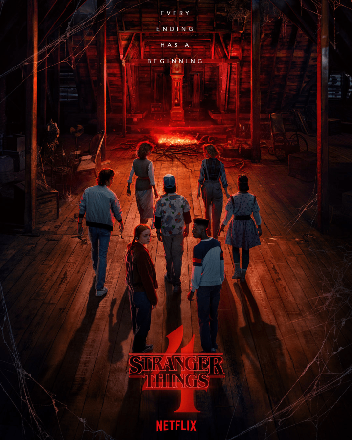 The eerie poster for Stranger Things 4, which has become Netflix's most popular English-language TV season in the weeks since its release.