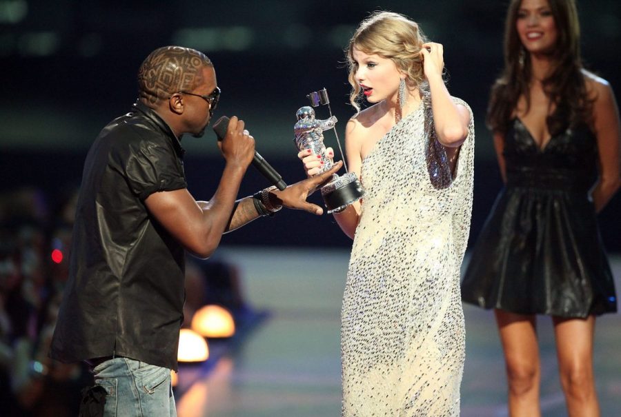 Kanye West’s interruption of Taylor Swift’s acceptance of Music Video of the Year award sparks years of “bad blood.”