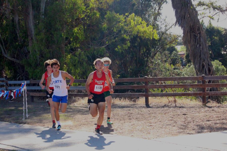 Braeden Elliott 24 keeps ahead of the opposing runners during an uphill segment of the race.