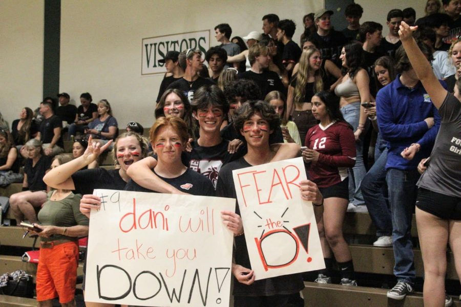 Homemade posters show Foothill Techs spirit as they battle their rivals.