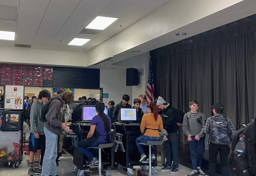 A glimpse into Spirito Hall as students continue their routine of consuming the breakfast provided by Foothill Tech.