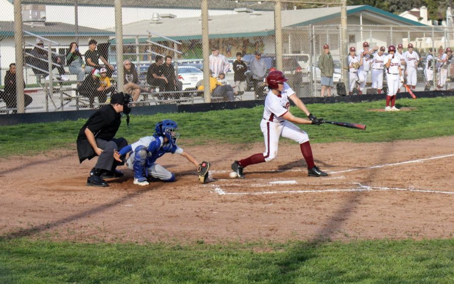 Cate+School+pitcher+delivers+a+nasty+pitch+in+the+dirt+to+create+a+whiff+for+the+Foothill+Tech+Dragons.