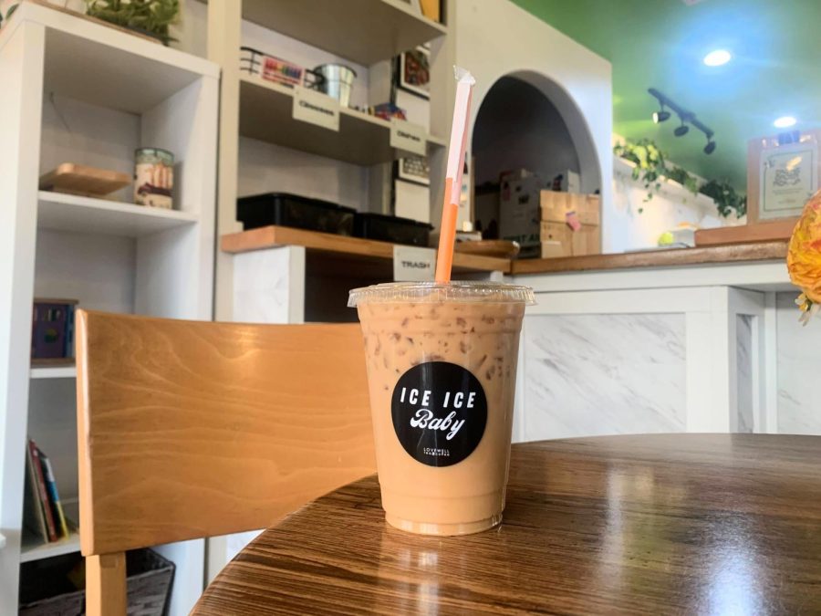 Lovewell Tea & Coffee offers many table options for a quick sit down or a more leisurely stay. They also have a few nonedible items for sale, including sweatshirts and water bottles.
