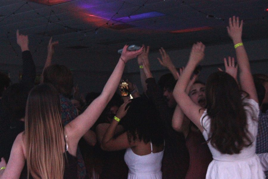 Following the postponement of the Hearts in Havana dance originally scheduled for Feb. 21, 2023, Foothill Tech students jump energetically at the Secret Garden dance on March 24, 2023. 