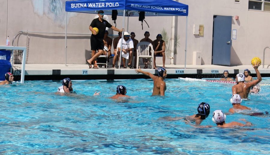Foothill+Technology+High+School%E2%80%99s+boys%E2%80%99+varsity+waterpolo+team+fights+against+the+challenging+Buena+offense.+Although+they+played+hard%2C+Buena+crushed+them+with+a+final+score+of+20-4.