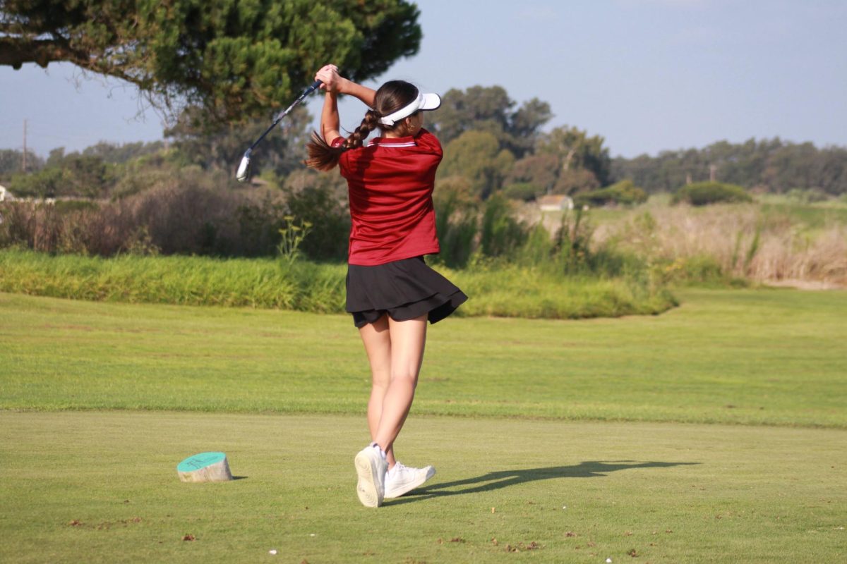On the afternoon of Sept. 14, 2023, the Foothill Technology High School (Foothill Tech) girls golf faced off against La Reina at the Olivas Links Golf Course. Maddie Wicks ‘26 tees it up with hopes of sticking it close to pin and hopefully having a birdie opportunity. Wicks finished hole six with a double bogey and finished the entire course with a 56.