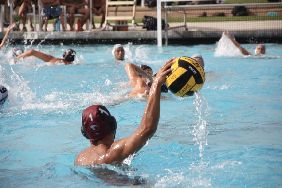 On Sept. 21, 2023, Foothill Technology High School (Foothill Tech) boys water polo hosted a home game against their opponent Malibu High School (Malibu). With lots of splashing, Ethan Ortiz 24 attempts to find an open teammate to give Foothill Tech an advantage to win their league match.