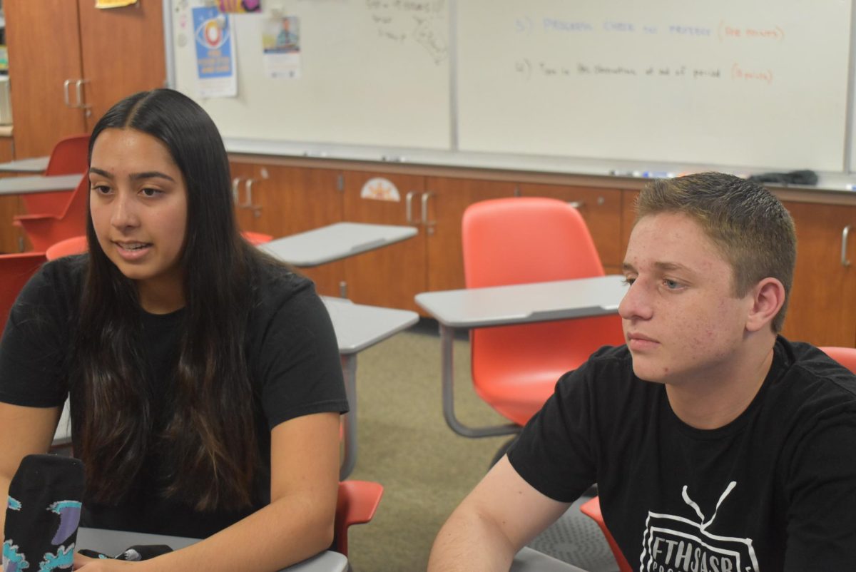 Rhea+Gill+25+and+Joshua+Gelman+26+sit+down+and+talk+about+Foothill+Techs+Associated+Student+Body+%28ASB%29+program+and+many+future+school+events+that+will+be+happening+in+the+2023-2024+school+year.
