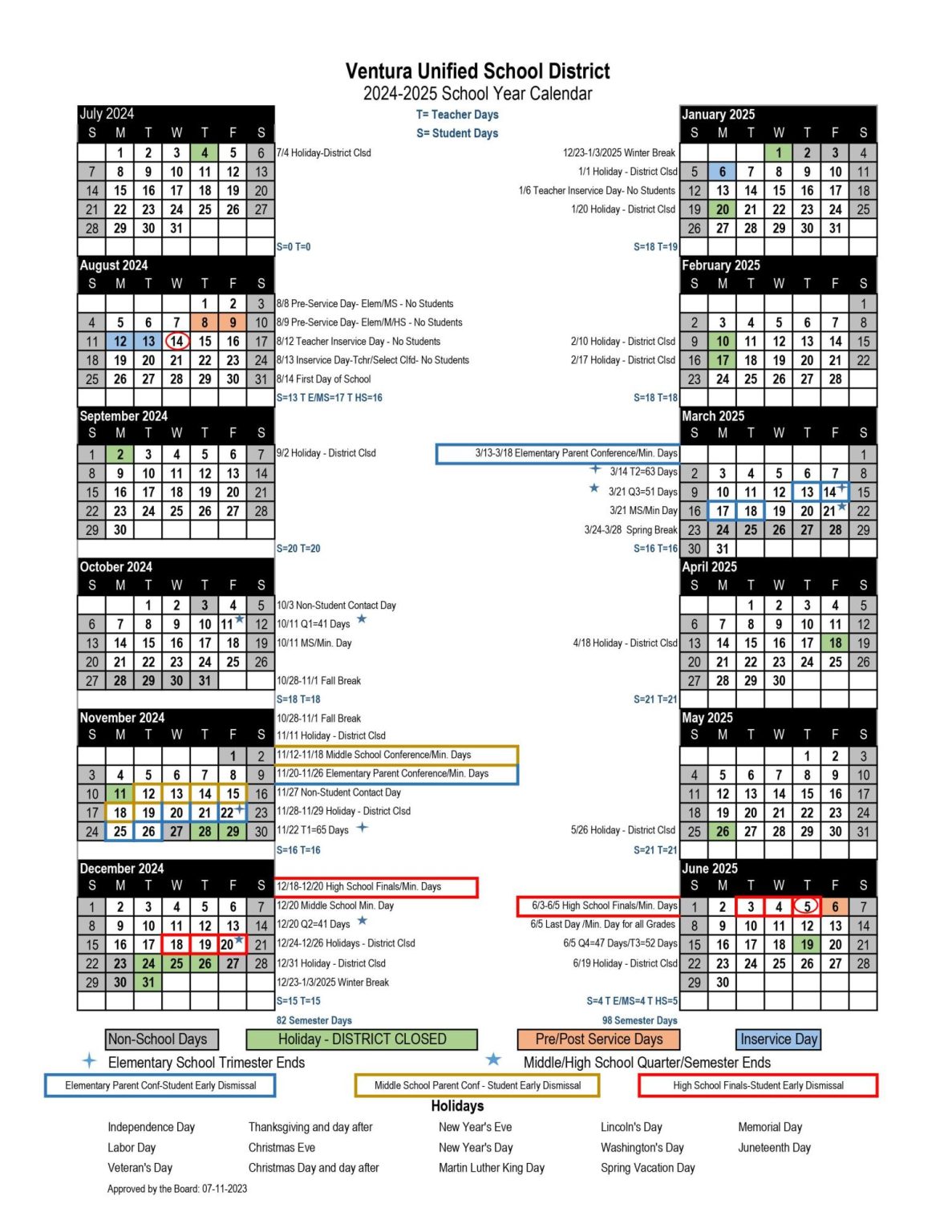 New academic calender introduced for the 20242025 school year The