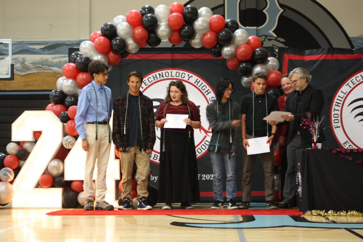 The class of 2024 celebrates their achievements from senior year, gathering together at Buena. In this photo, several students are seen receiving awards, highlighting their accomplishments.