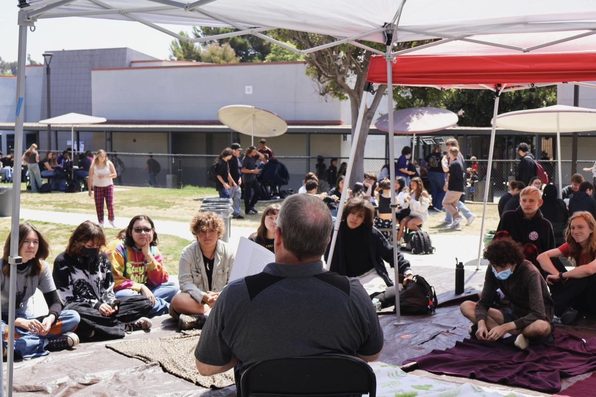 During lunch on Aug. 29, 2024, Assistant Principal, Frank Davis, read a bedtime story to a group of students. This went along with that day's theme, which was "Lofi-Chill". Blankets were set up so students could relax while listening to the story.