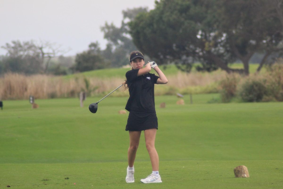 After school on Sept. 4, 2024 Foothill Technology High School (Foothill Tech) girls golf team played their match against Santa Paula High School (Santa Paula) at Olivas Links Golf Course. The team played through a few good rounds in the chilly, windy afternoon, but ended up accepting the defeat in the end. Pictured is Cora Sydlaske ‘27 right after she took a shot at the ball, Sydlaske ended up shooting a 69 throughout the whole course contributing to Foothill Tech's 287 against Santa Paula’s 281.