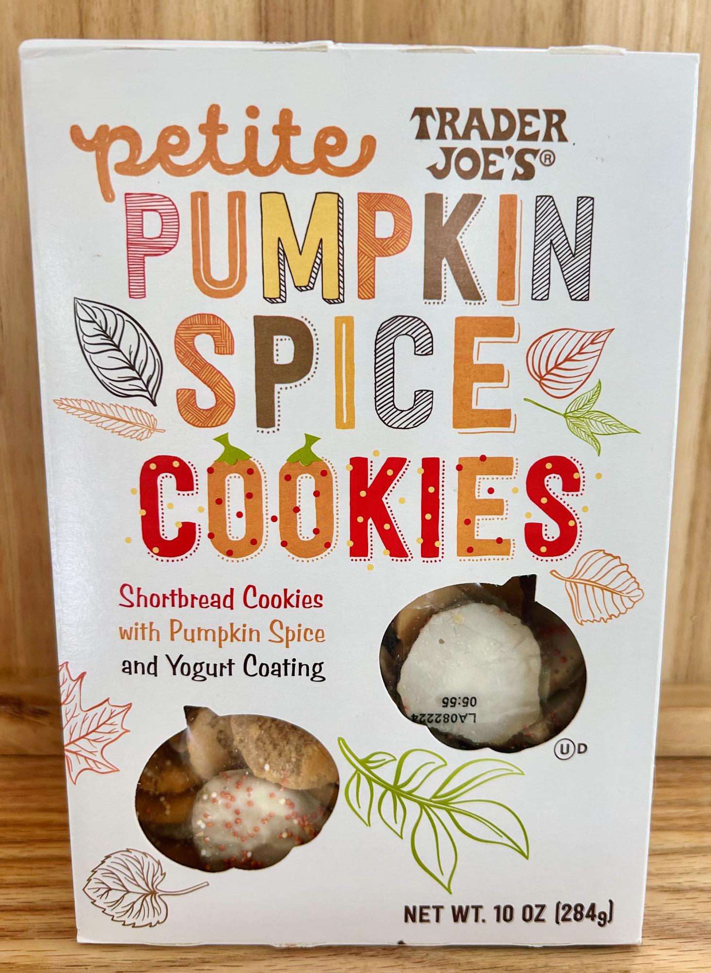 The pumpkin spiced shortbread cookies with pumpkin spice and yogurt coating are sweet on the top and had a more plain shortbread cookie on the inside.