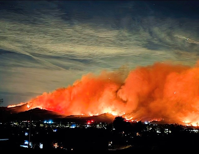 The Mountain Fire ignited in the Somis area on Nov. 6, 2024. First responders rush to the scene as the fire blazes across Santa Paula causing mandatory evacuation orders. Just hours later, the fire was headed towards the Santa Clara River and over the South Mountains outside of Somis. This unexpected tragic event has left Ventura County in shock and rushing to support those who were affected by The Mountain Fire. The photo above was taken by Jancilyn Pettit from the top of Ridgecrest Dr. in west Santa Paula.