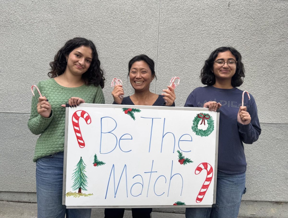 On Nov. 22, 2024, HOSA service, a committee within the Bioscience Academy, began the annual candy cane drive. In exchange for a dollar as a donation, students received a festive candy cane in return. The donations were promptly collected and donated to NMDP, an organization aimed at matching bone marrow donors to those in need of a transplant. Pictured above is Aditi Shanbhag '25 and Aadhya Bavkar '25, the senior co-presidents of the Bioscience Academy. Between them is Mrs. Anderson, the advisor of the candy cane drive and one of the instructors of the academy.